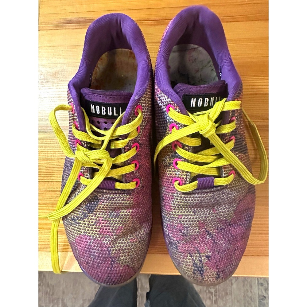 NOBULL Low Top Athletic Training Sneakers Lace Up Purple Multicolor Yellow